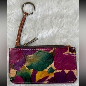 Patricia Nash Purple Floral Key Ring Wallet/Coin Purse/ID Case Like New